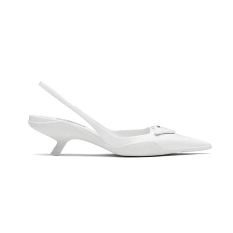 white prada sling back|Prada slingback kitten heels.